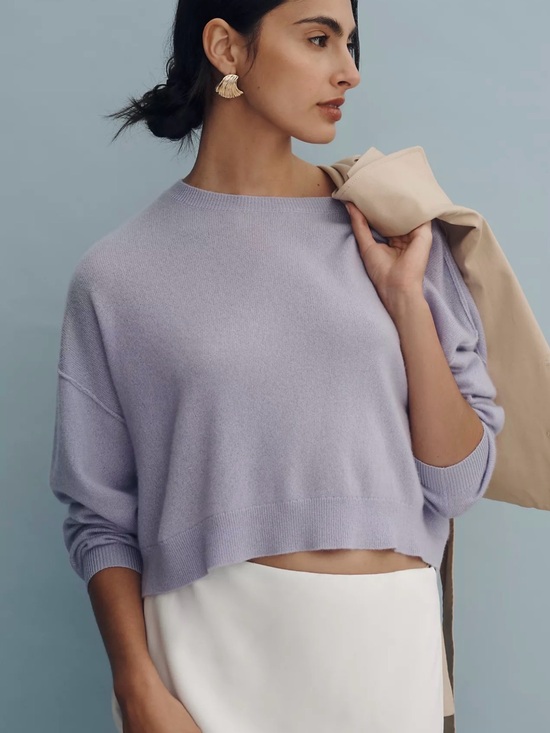 Pilcro Sweaters - Anthropologie Pilcro Alani Cashmere Sweater Lavender Cropped Crewneck Sz M